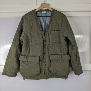 Wasted Collective Green Quilted Jacket Chore Barn Coat  Stitched Design Small
